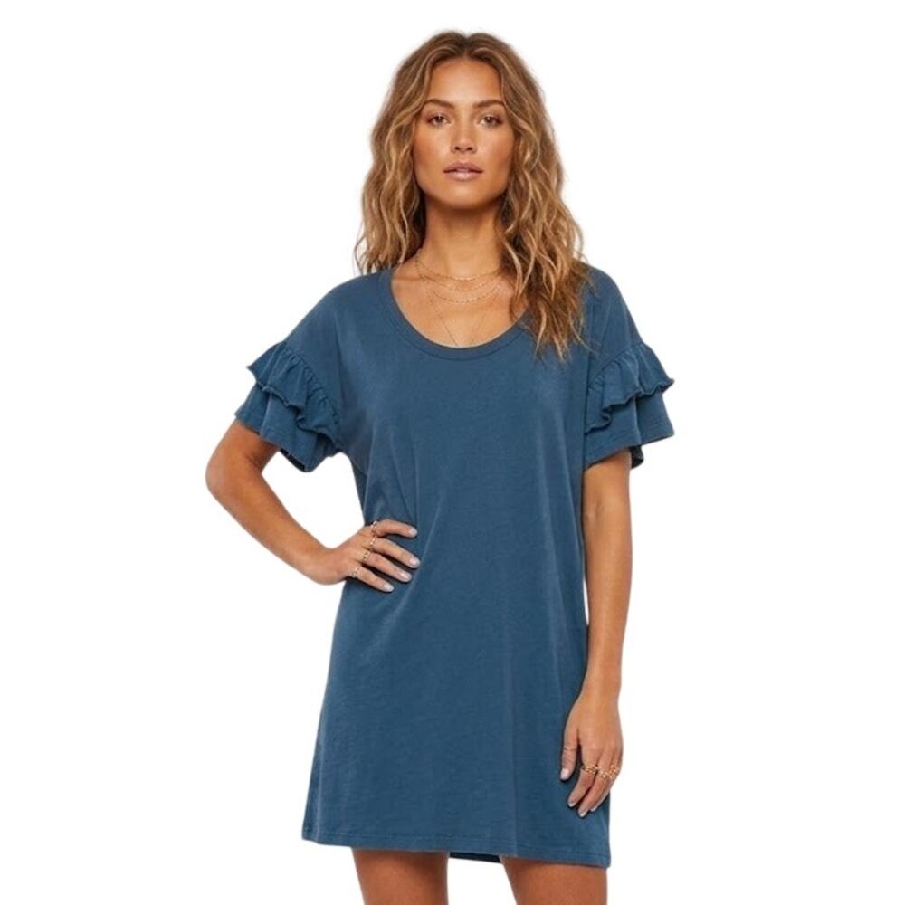 Current/Elliott The Ruffle Roadie Dress in Blue Wing Teal NWT Size 2